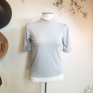 SALTWATER LUXE HIGH NECK PUFFY SHORT SLEEVES IN LIGHT GREY WOMEN'S SIZE XSMALL